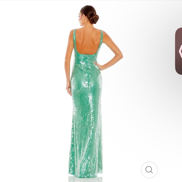 Jade green sequin Mac Duggal gown size 12. Style number 93725 READ - Picture 2 of 7
